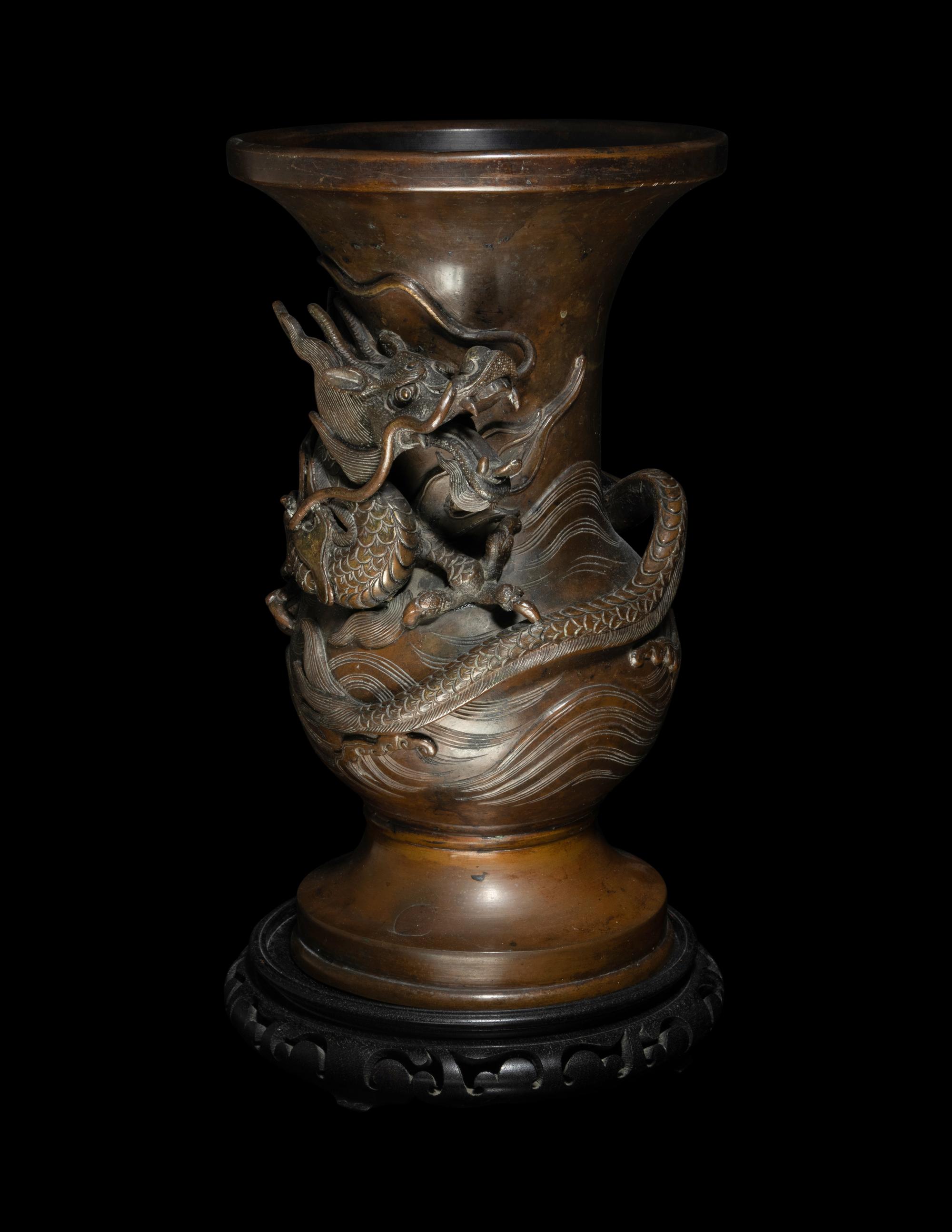 A Japanese Parcel Gilt Bronze Vase
