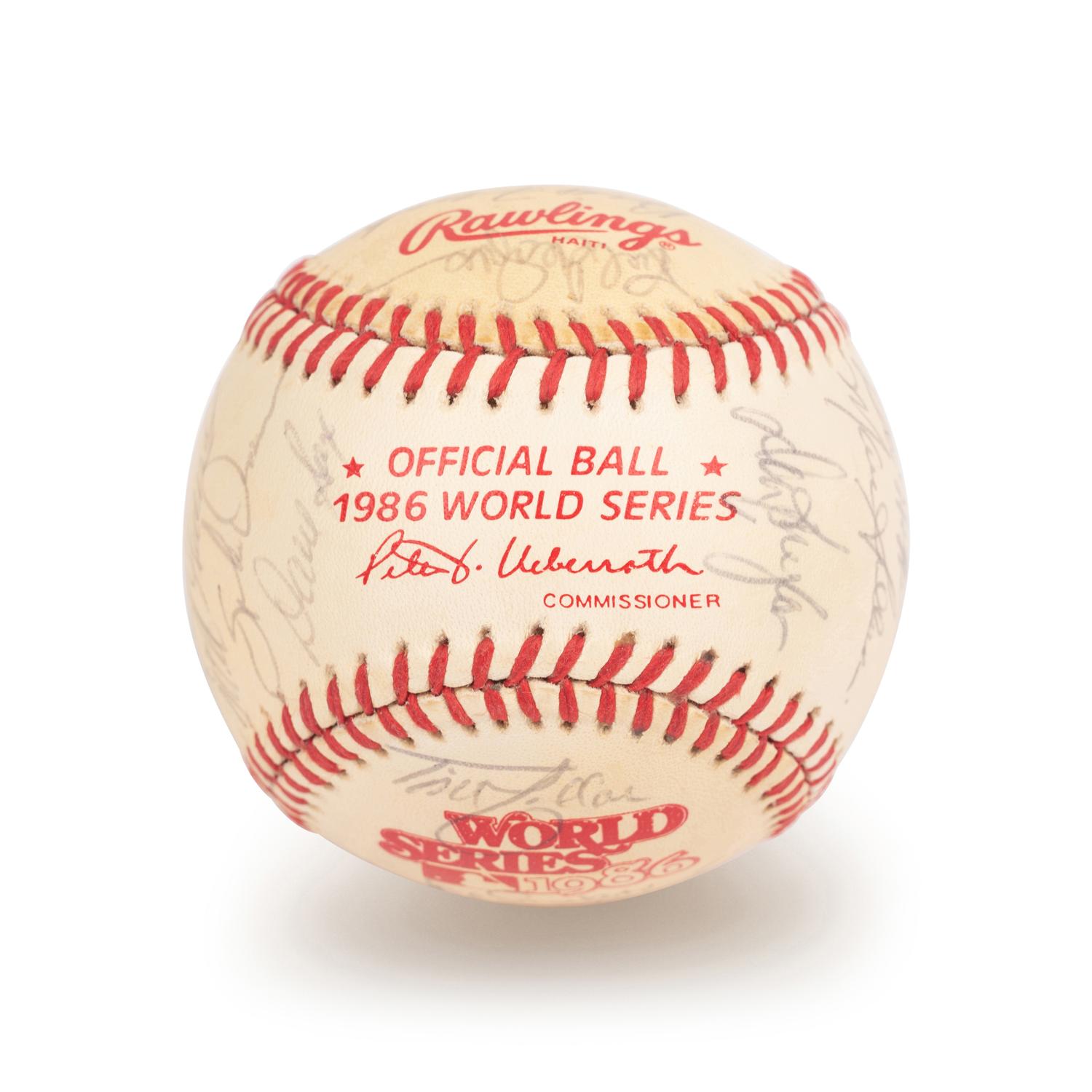 A 1986 Boston Red Sox American League Champions Team Signed Autograph Baseball with 32 Signatures (Beckett Authentication Services Letter BAS Certified),