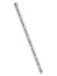 ART DECO, DIAMOND AND EMERALD BRACELET