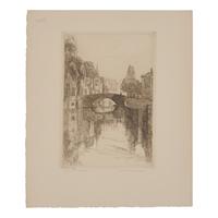 Caroline Helena Armington (American, 1875–1939) — Le Petit Pont a Moret , 1917; Together with Quoi Vert, Bruges , 1908 ; and Ferme a Caudebec-en-Caux , 1921 (Three Works)