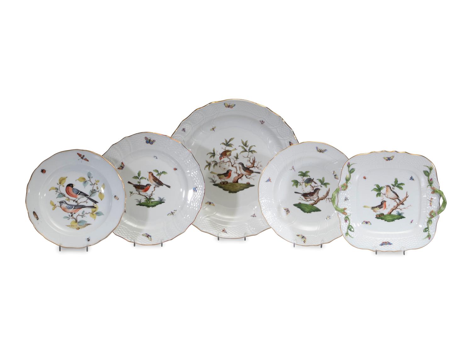 A Herend Rothschild Bird Porcelain Service for Twelve