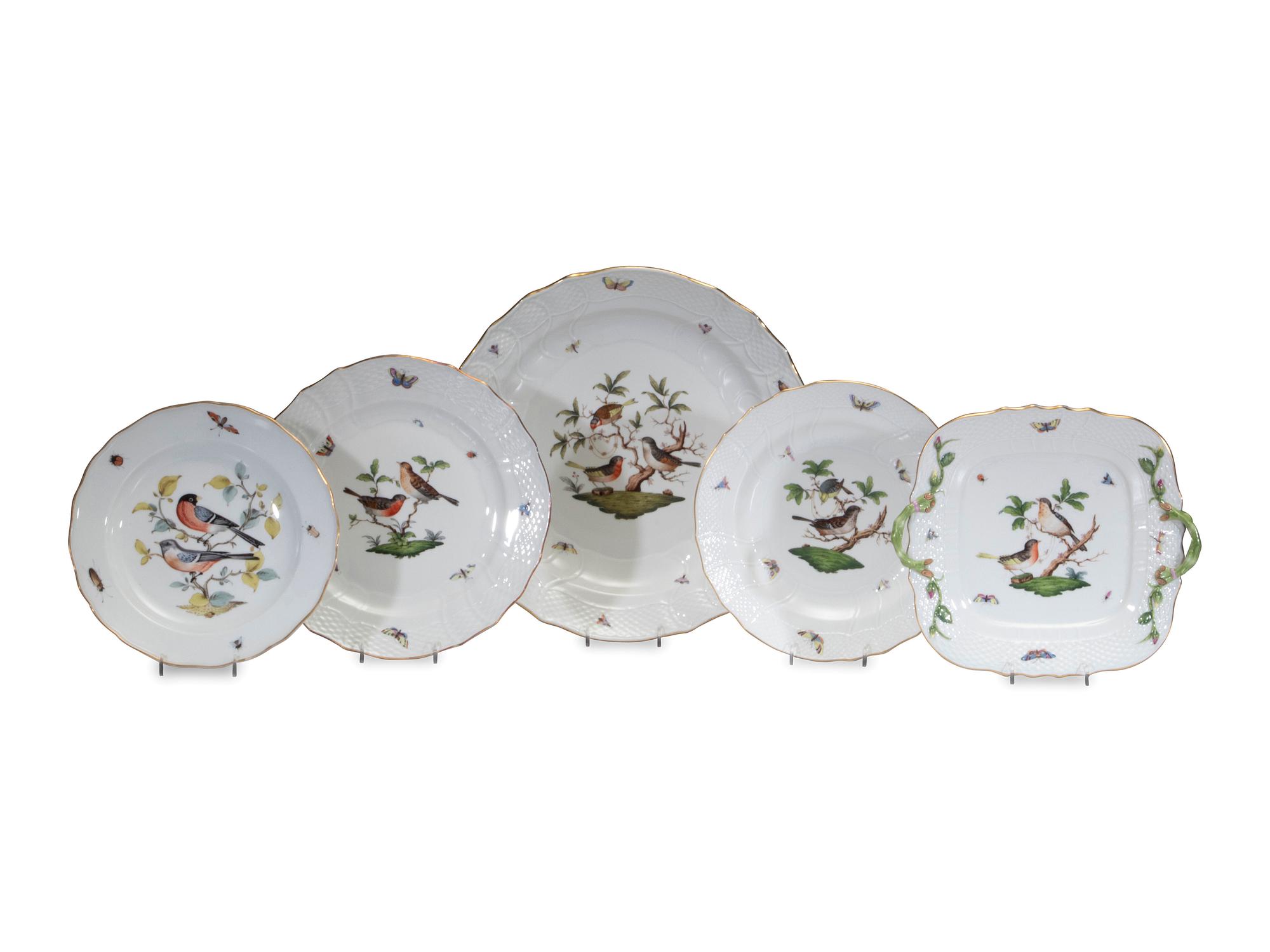 A Herend Rothschild Bird Porcelain Service for Twelve