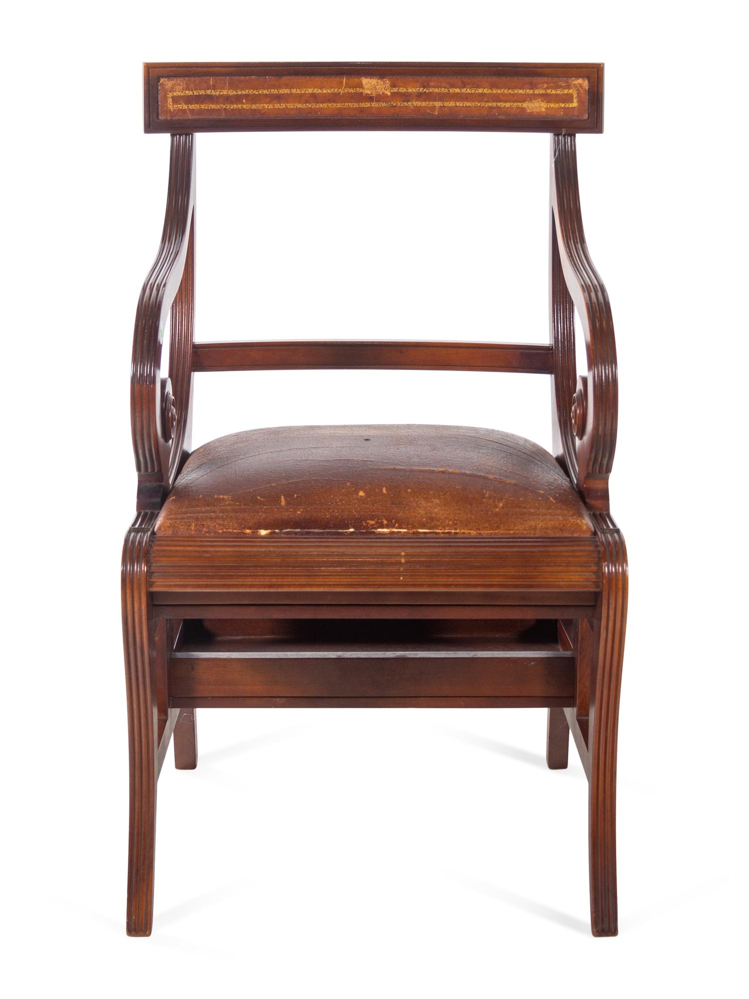 A Regency Mahogany Convertible Chair and Library Steps
