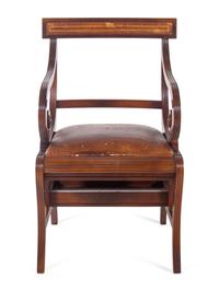 A Regency Mahogany Convertible Chair and Library Steps