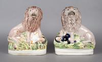 A Group of Two Staffordshire Pottery Figures, Height 9 3/4 inches.