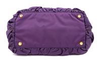 A Prada Purple Tessuto Nylon Origami Handbag with Leather Gloves and Earmuffs, Handbag: 7.5" H x 14" W x 8.25" D; Handle drop: 4.25". G