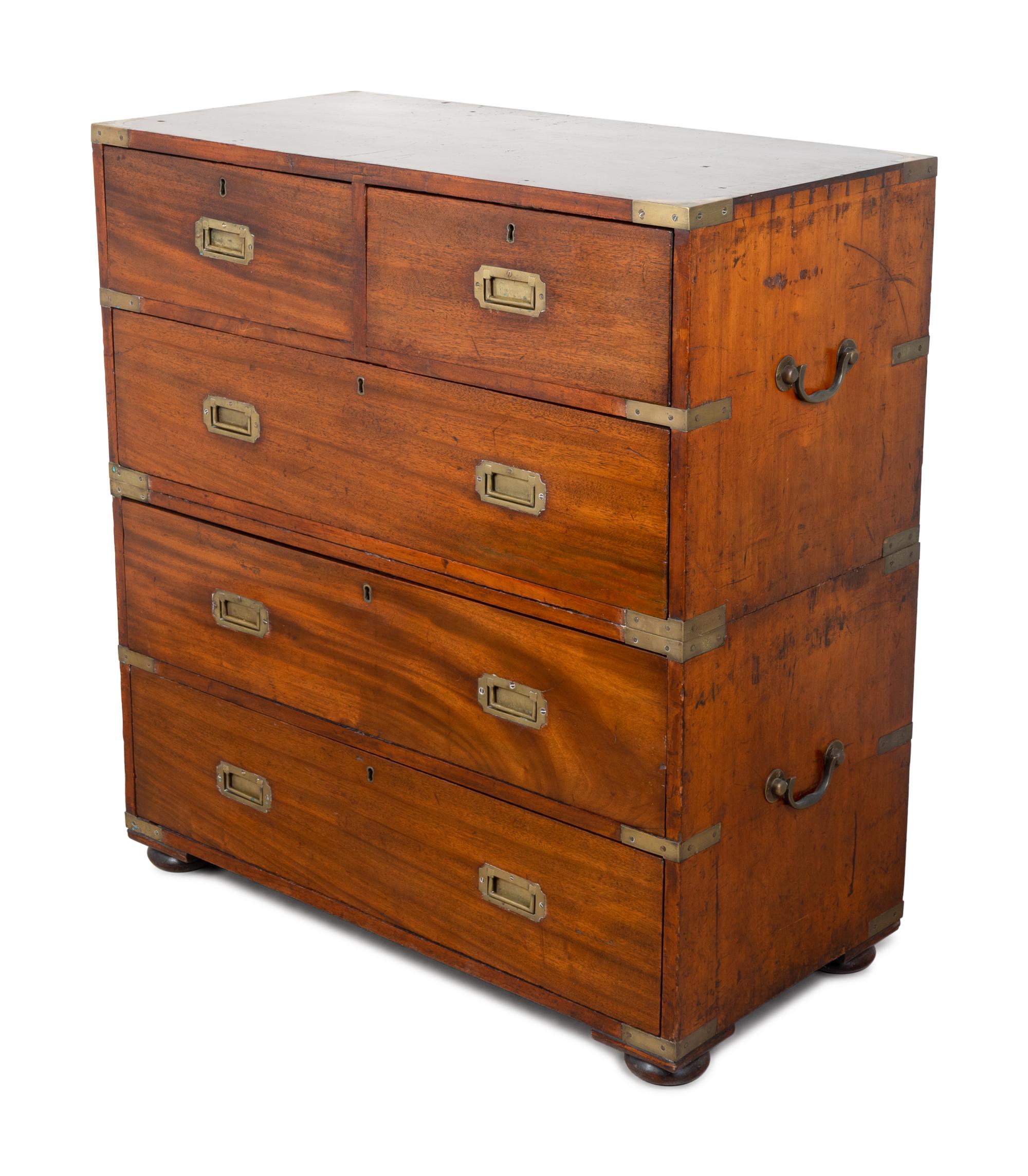An English Brass Mounted Mahogany Campaign Chest — 19TH CENTURY