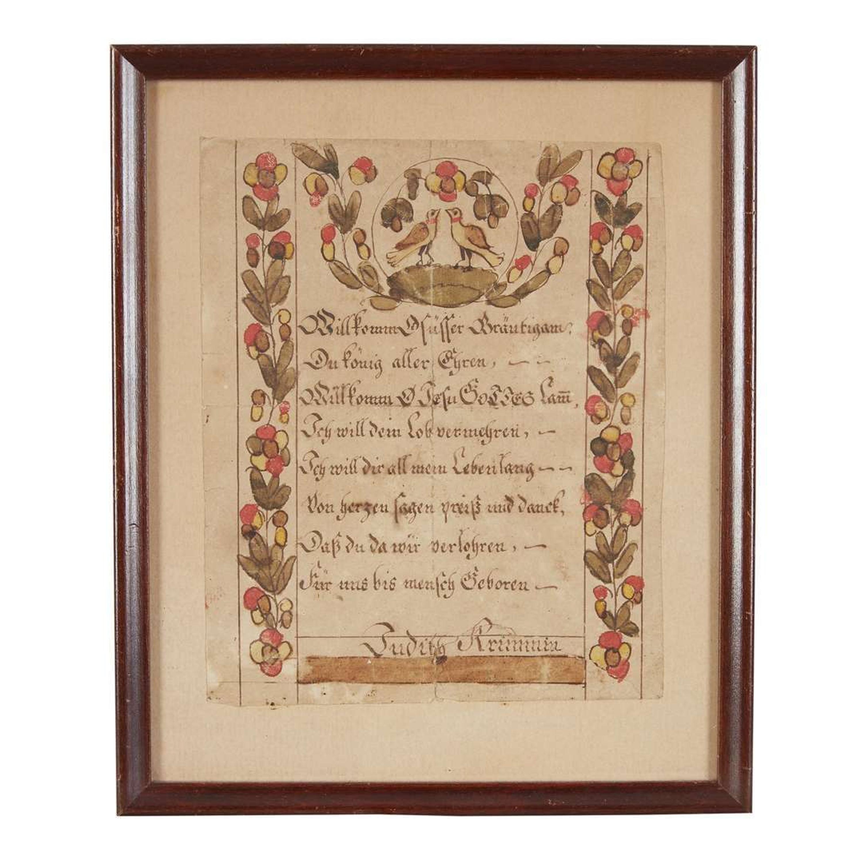 Attributed to the Blowsey Angel Artist Two fraktur for Judith Krim, dated "1793," Northampton County, PA