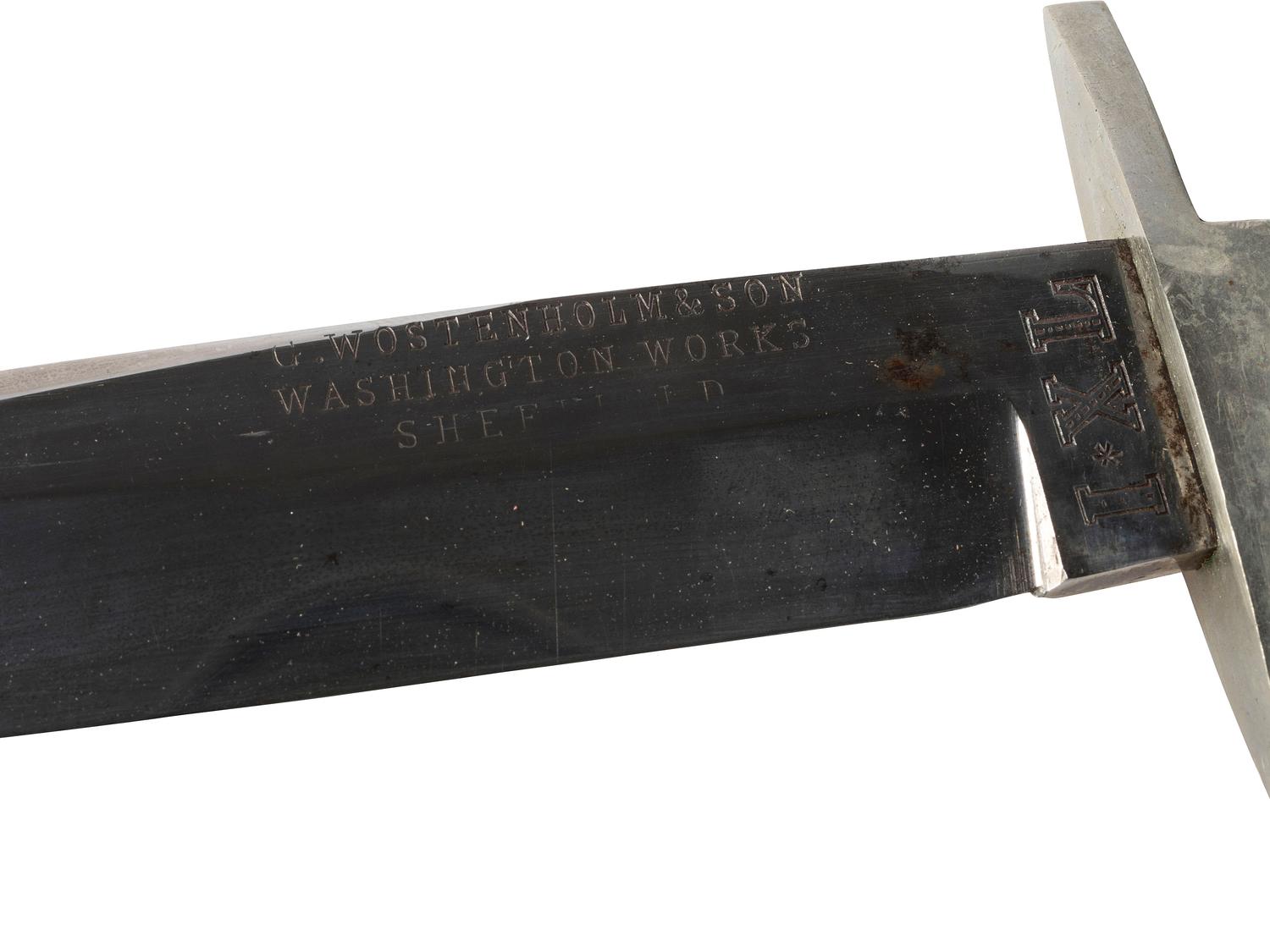 [CIVIL WAR]. Wostenholm & Sons “IXL” Washington Works Bowie knife and sheath.