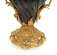 A Pair of French Gilt and Patinated Bronze Urns