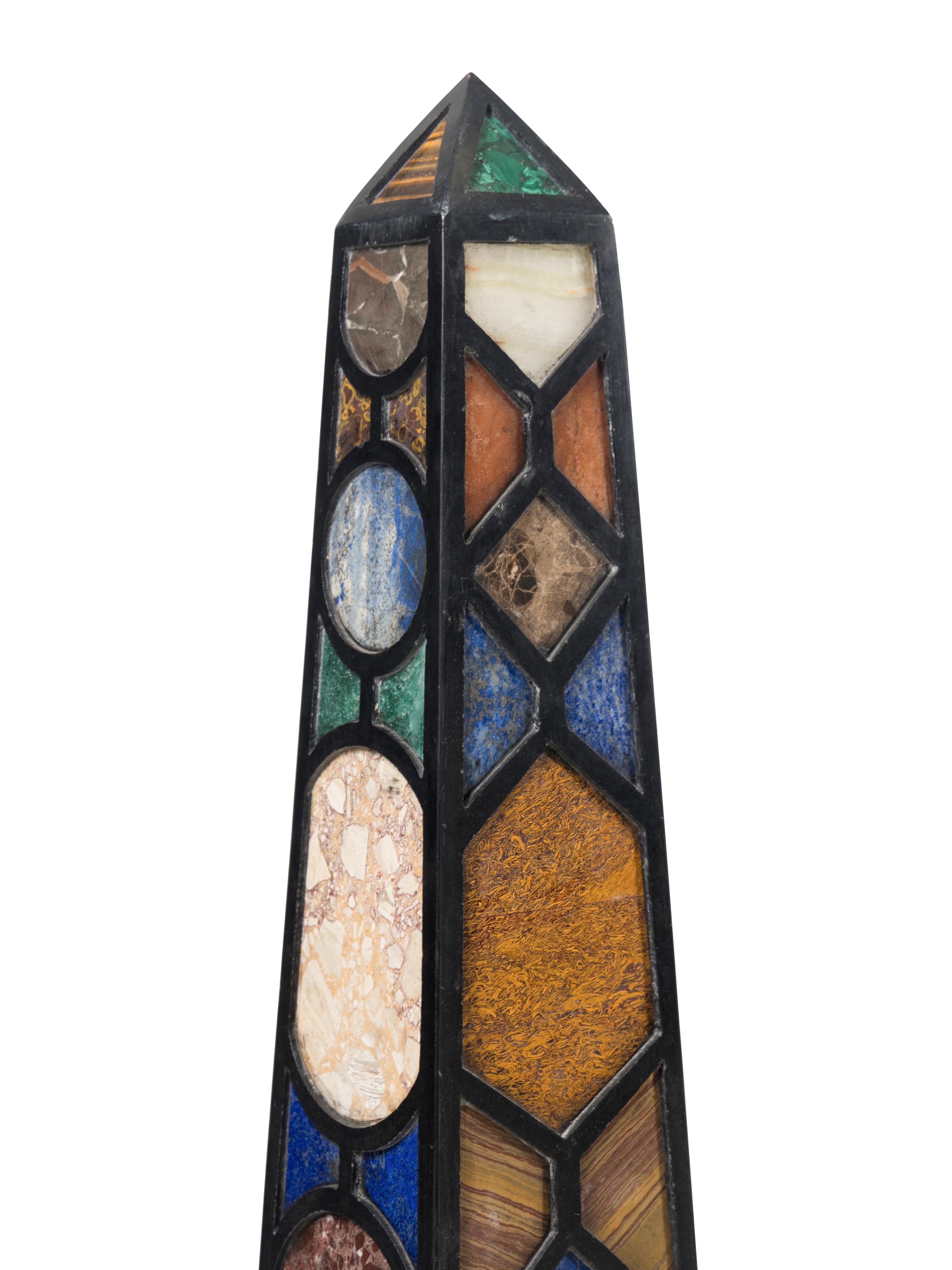 A Pair of Large Specimen Marble and Slate Obelisks