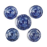 A Group of Staffordshire Historical Blue Woodlands Near Philadelphia Transferware , Joseph Stubbs, Burslem. 1790-1829