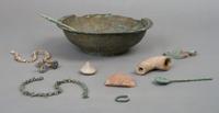 A Collection of Metal Work and Earthenware, Diameter of first 7 1/2 inches.