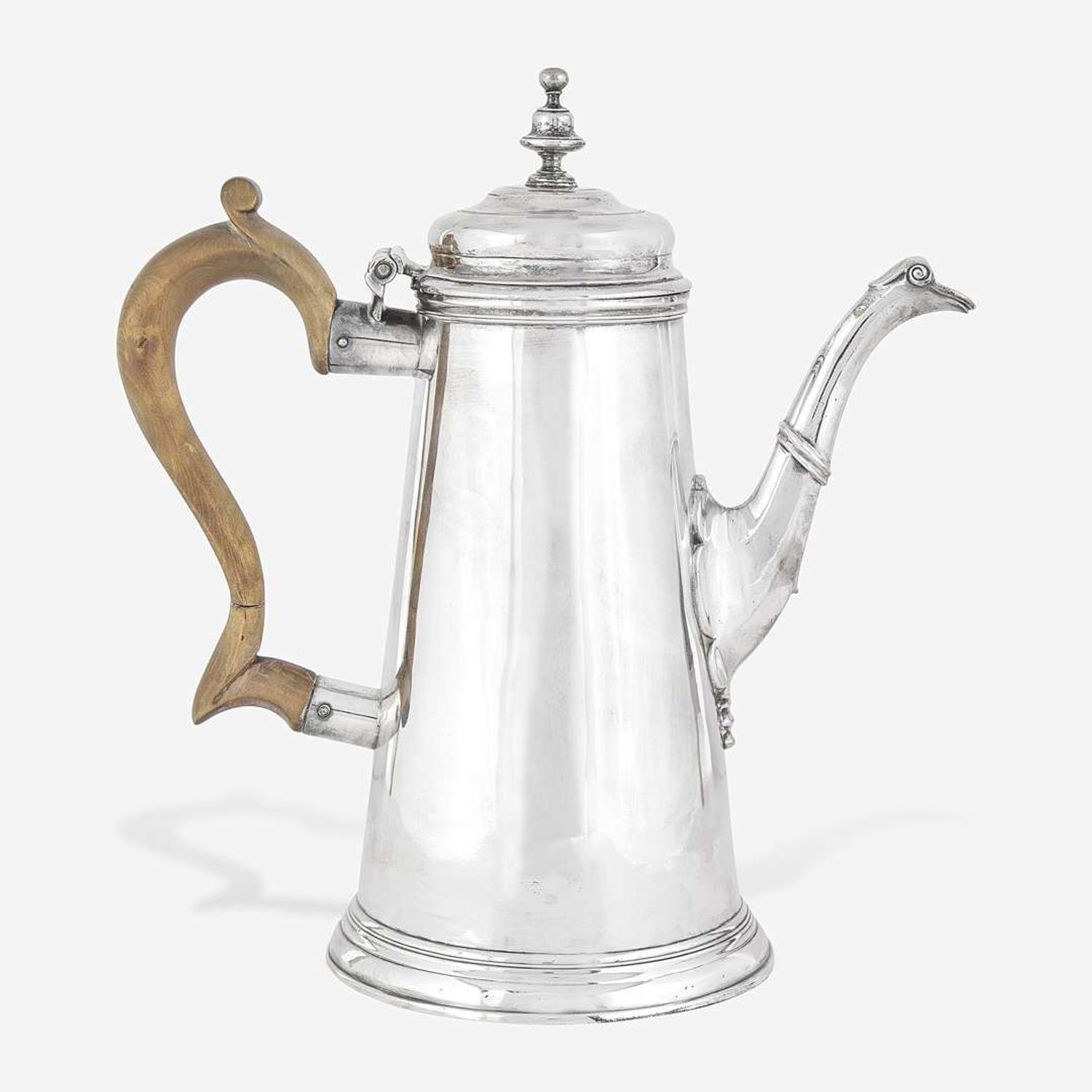 A George II Sterling Silver Armorial Coffeepot Francis Spilsbury, London, 1736