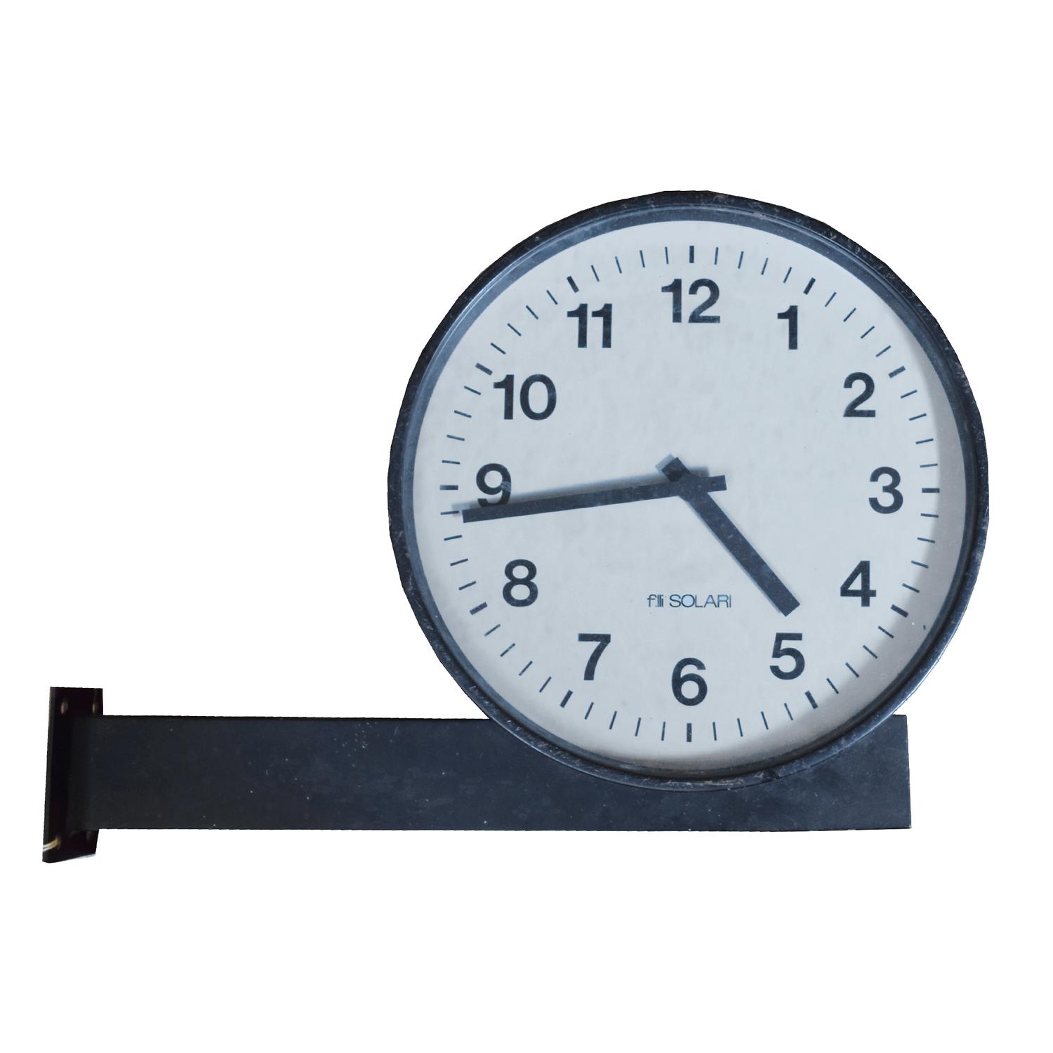 A Double Sided Clock, Fratelli Solari 25" W x 6" D x 18" H — Italy, 20th Century