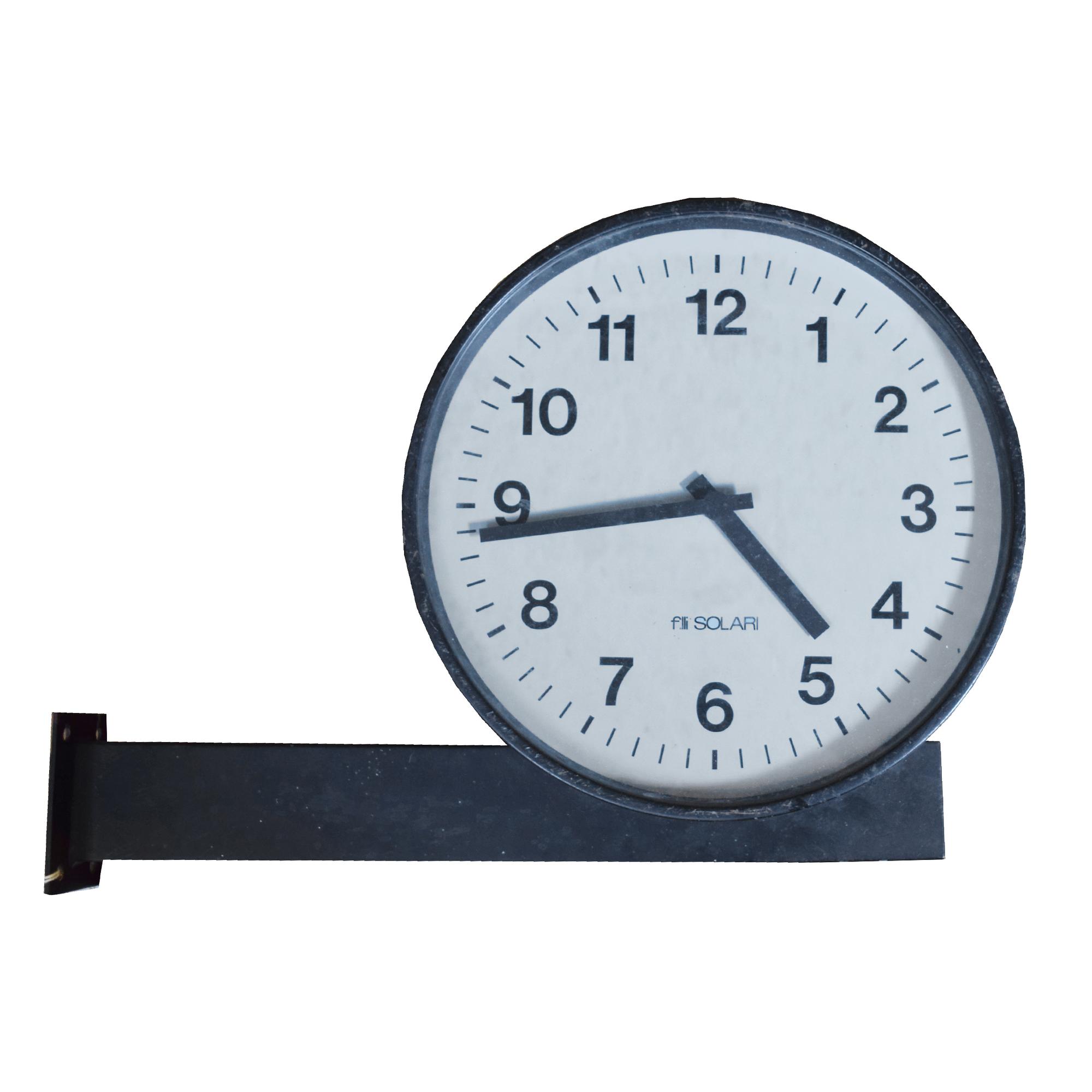 A Double Sided Clock, Fratelli Solari 25" W x 6" D x 18" H — Italy, 20th Century