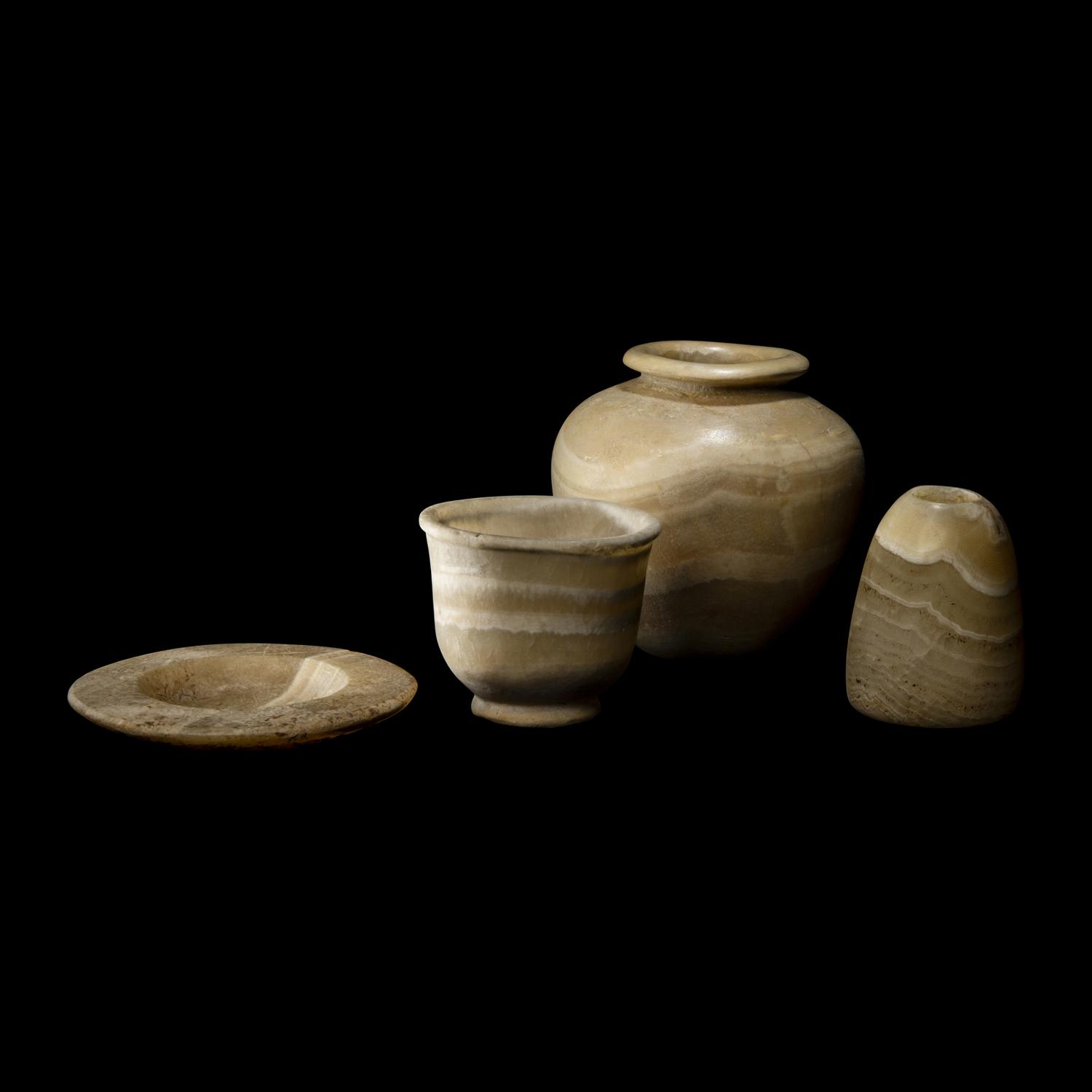 Four Egyptian Alabaster Vessels