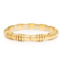 Set of Multigem and Yellow Gold Bangle Bracelets
