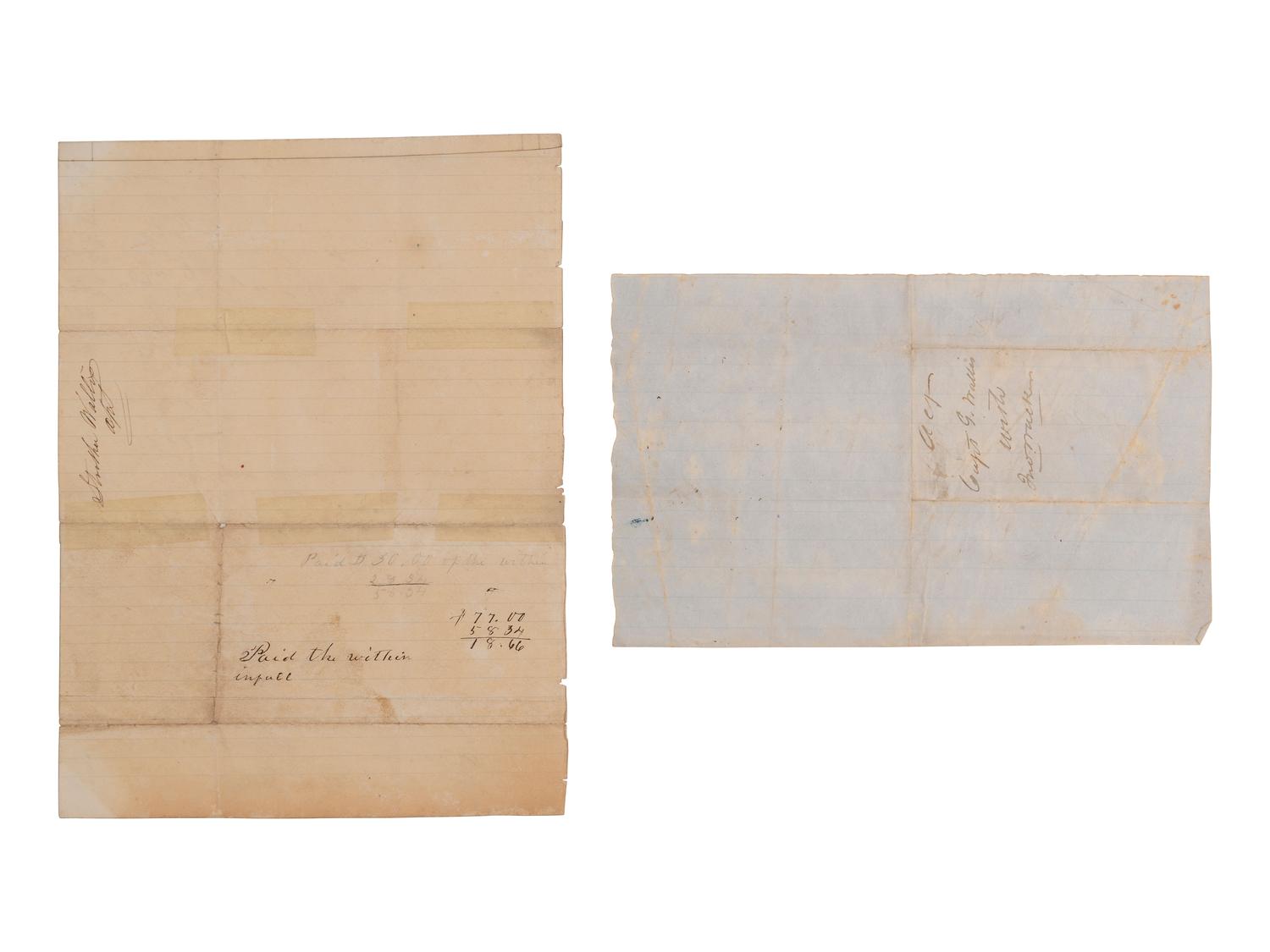 [ENSLAVEMENT]. 3 doctors' bills for medical services rendered, incl. to slaves during the Civil War.