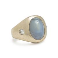 Star Sapphire and White Gold Ring
