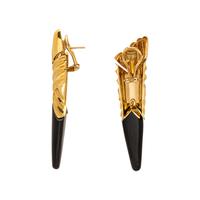 MICHAEL BONDANZA, YELLOW GOLD AND ONYX EARRINGS