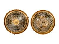 A Pair of Brass and Cut Glass Plafonniers