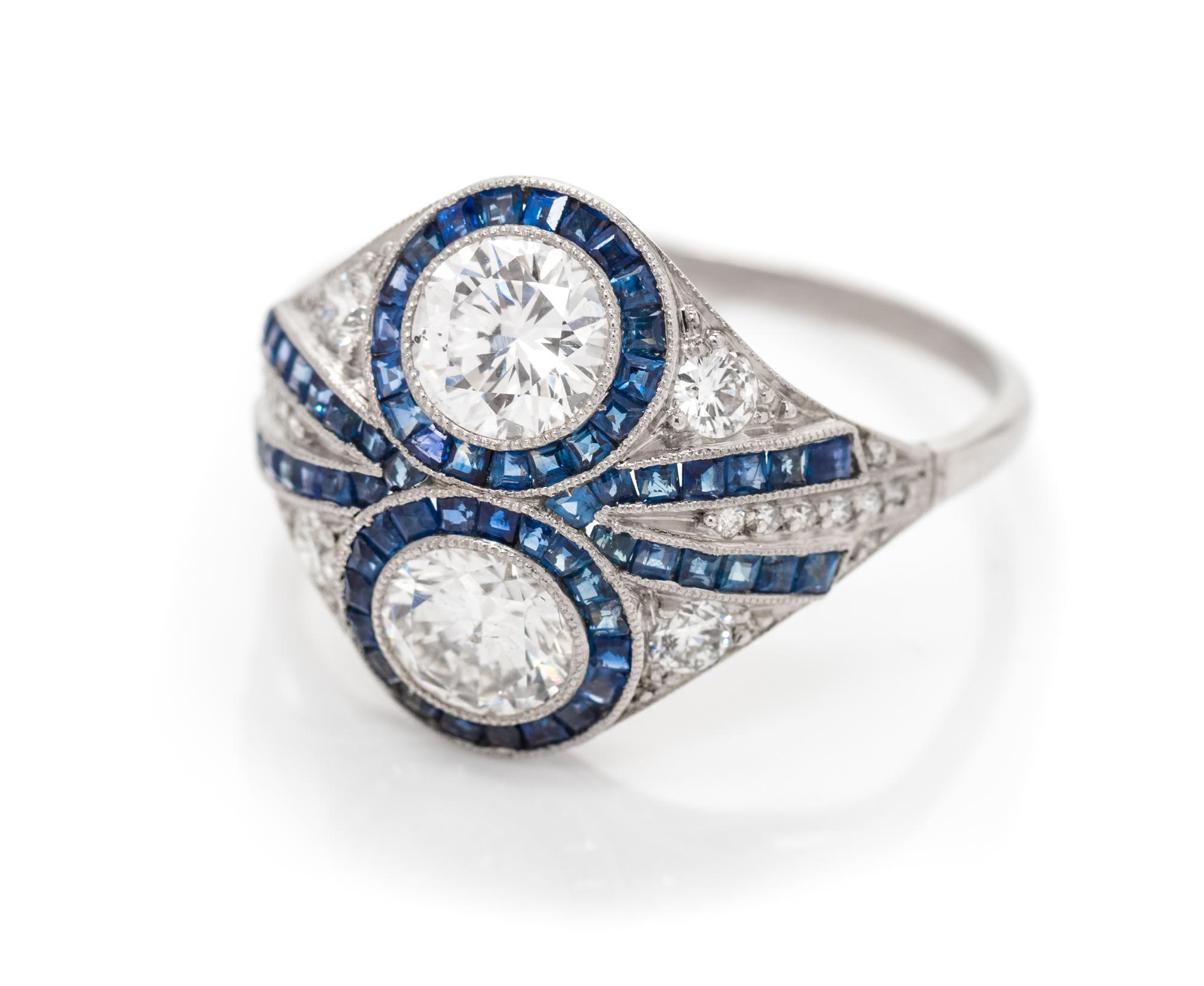 A Platinum, Diamond and Sapphire Ring,