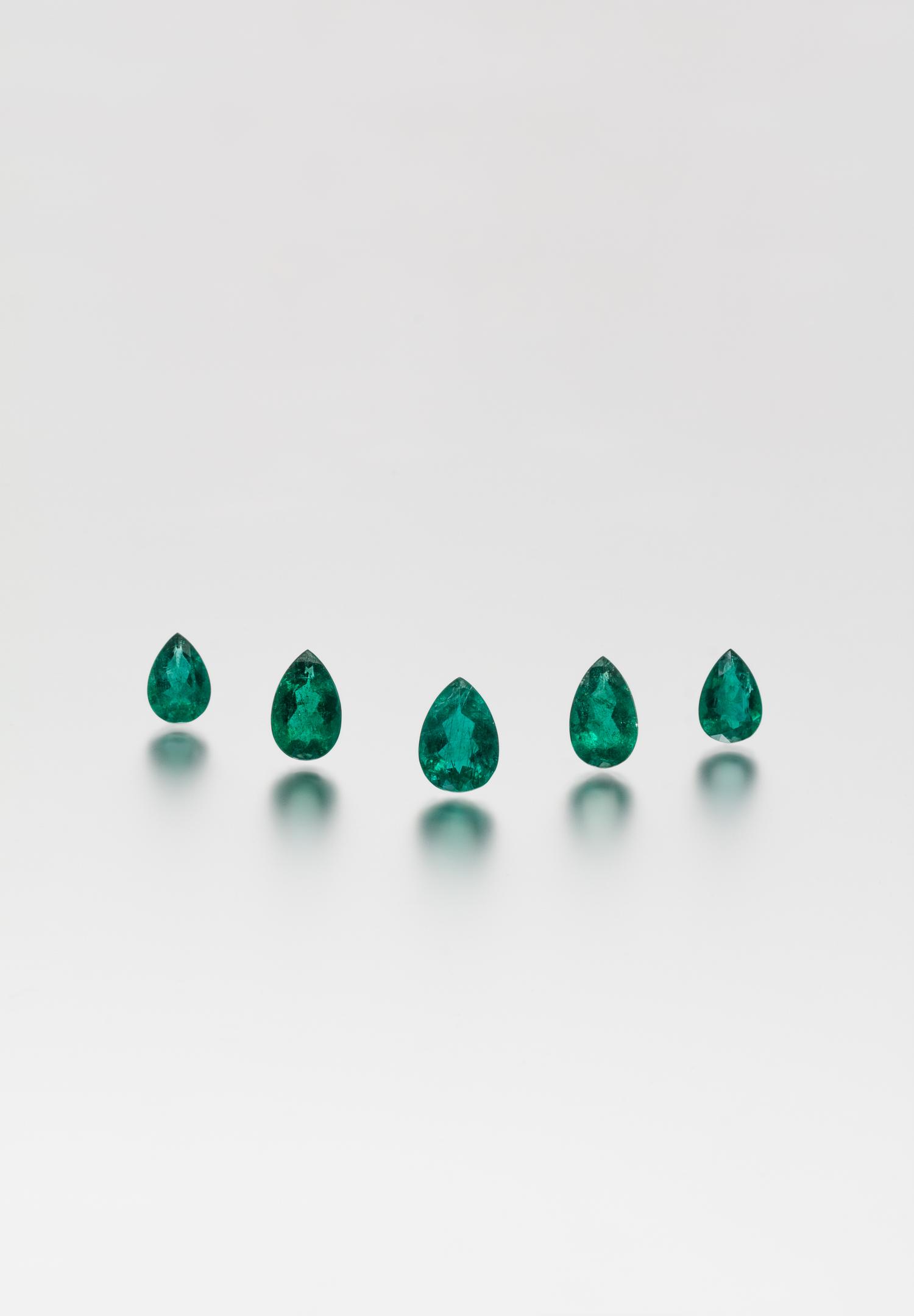 A Collection of Loose Pear Shape Emeralds,