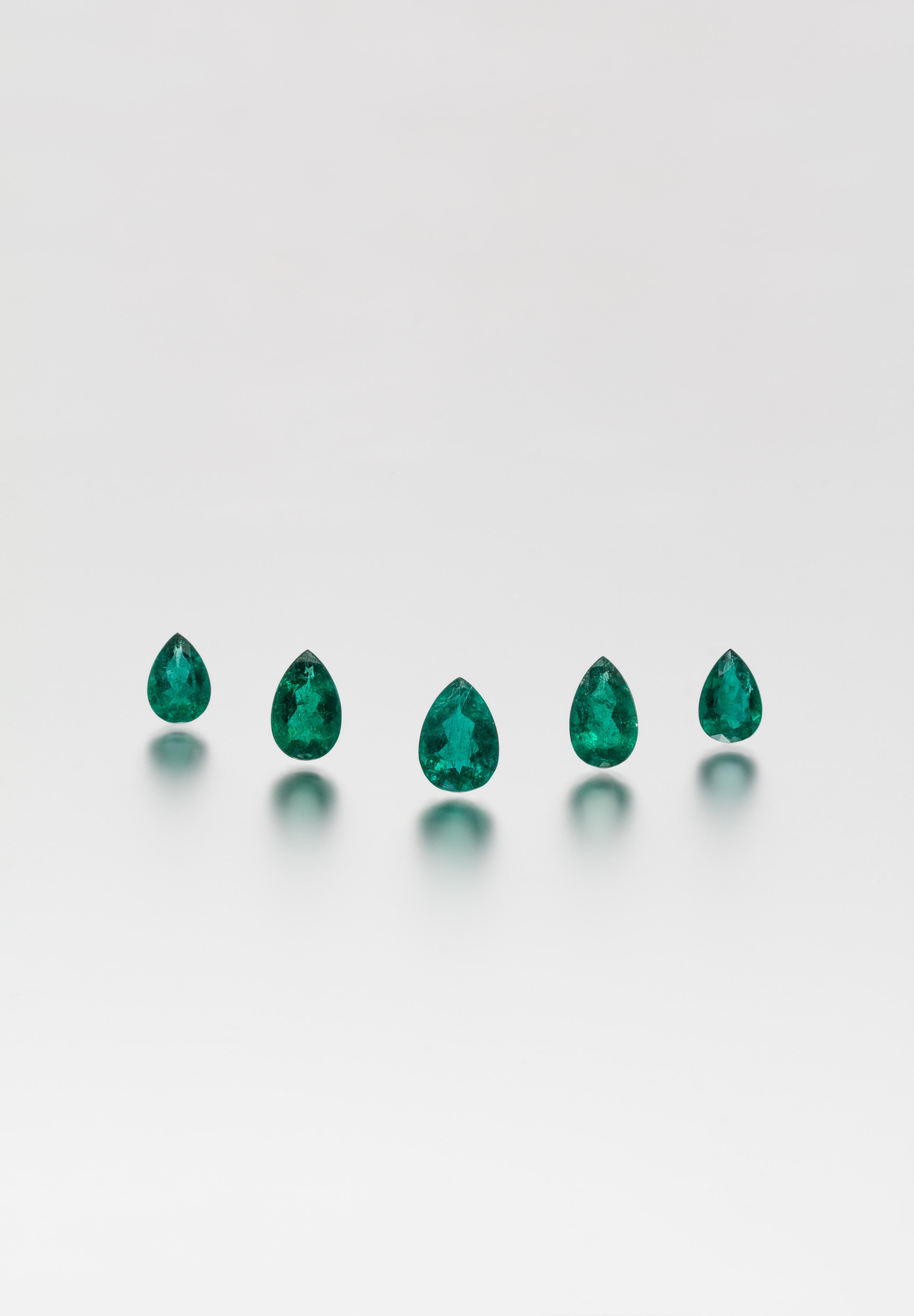 A Collection of Loose Pear Shape Emeralds,