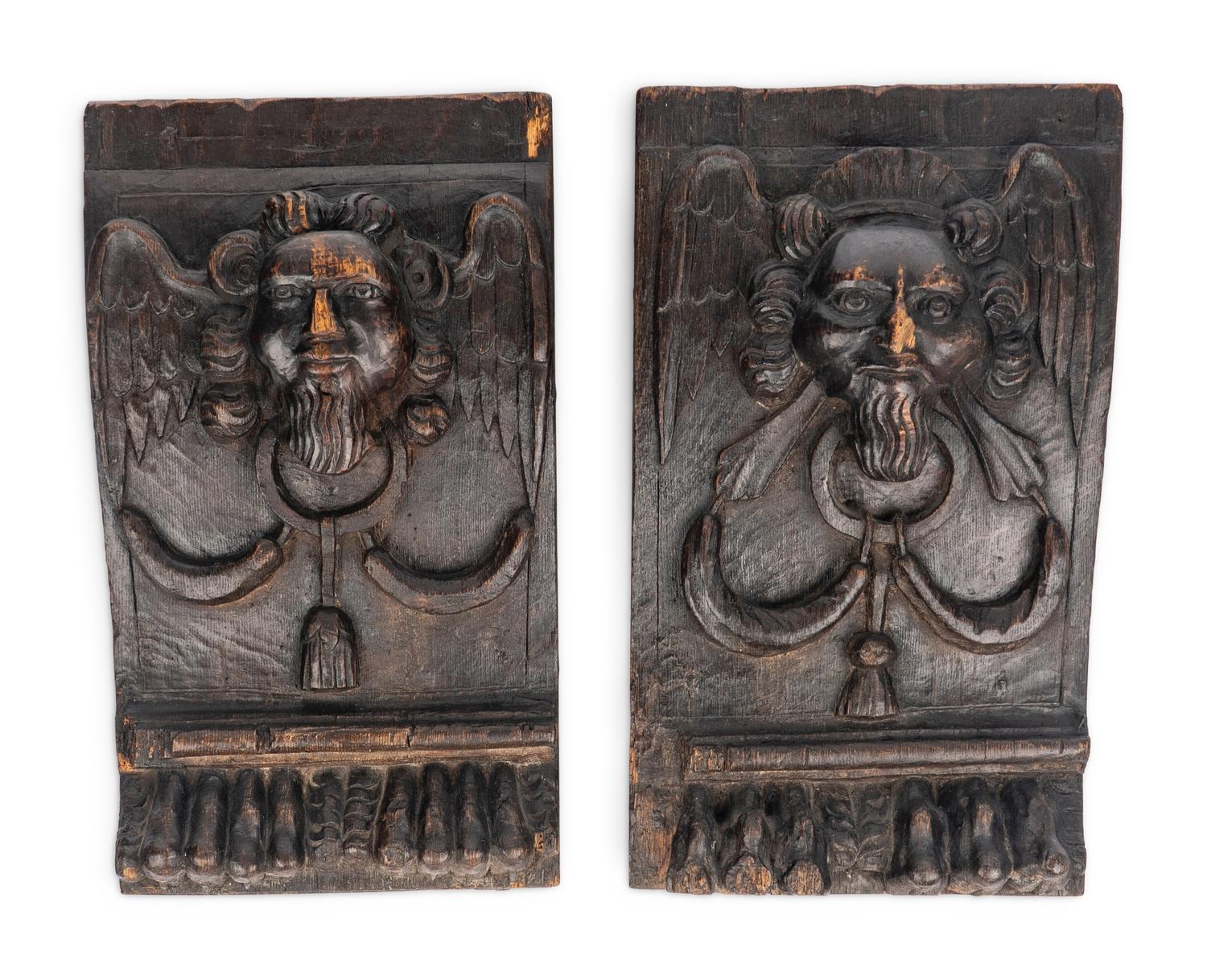 A Pair of Carved Oak Architectural Fragments