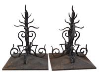 A Pair of Wrought Iron Decorative Finials 12" W x 12" D x 24" H, — United States, Circa 1880