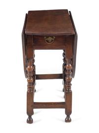 A William and Mary Carved and Turned Oak Gate-Leg Table