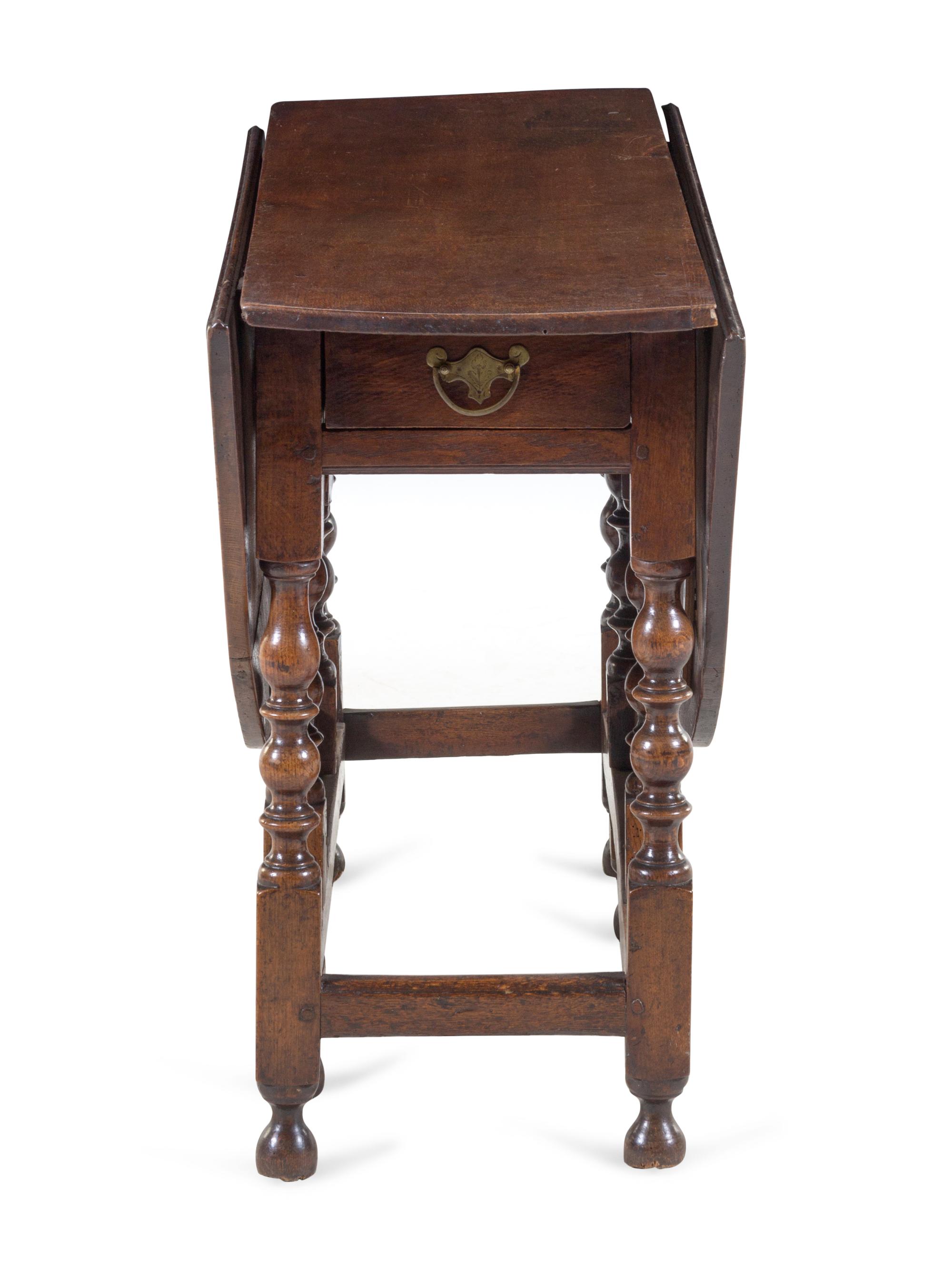 A William and Mary Carved and Turned Oak Gate-Leg Table