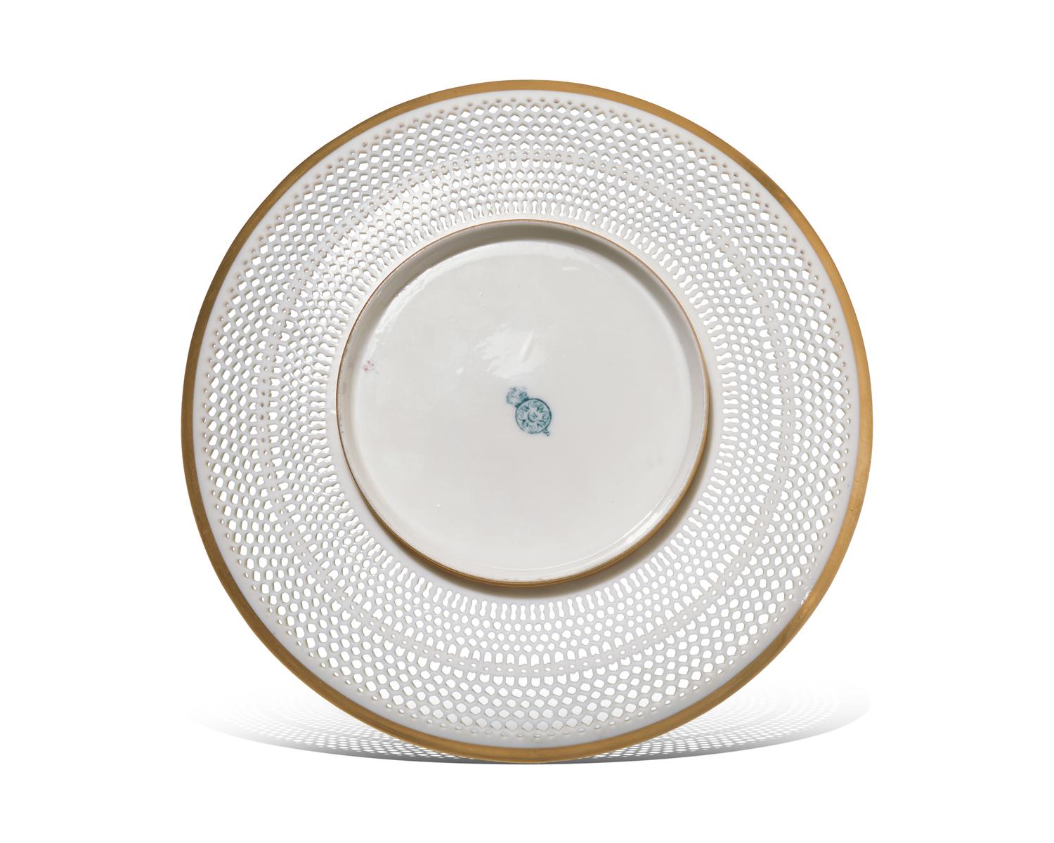A Rare Royal Worcester Porcelain "Chinoiserie" Reticulated Plate