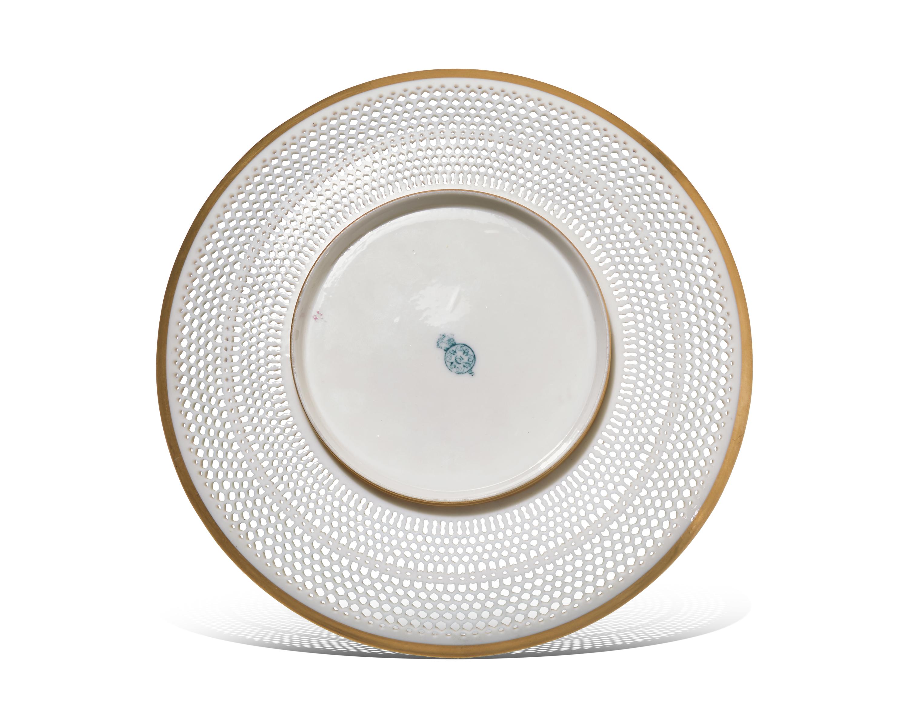 A Rare Royal Worcester Porcelain "Chinoiserie" Reticulated Plate