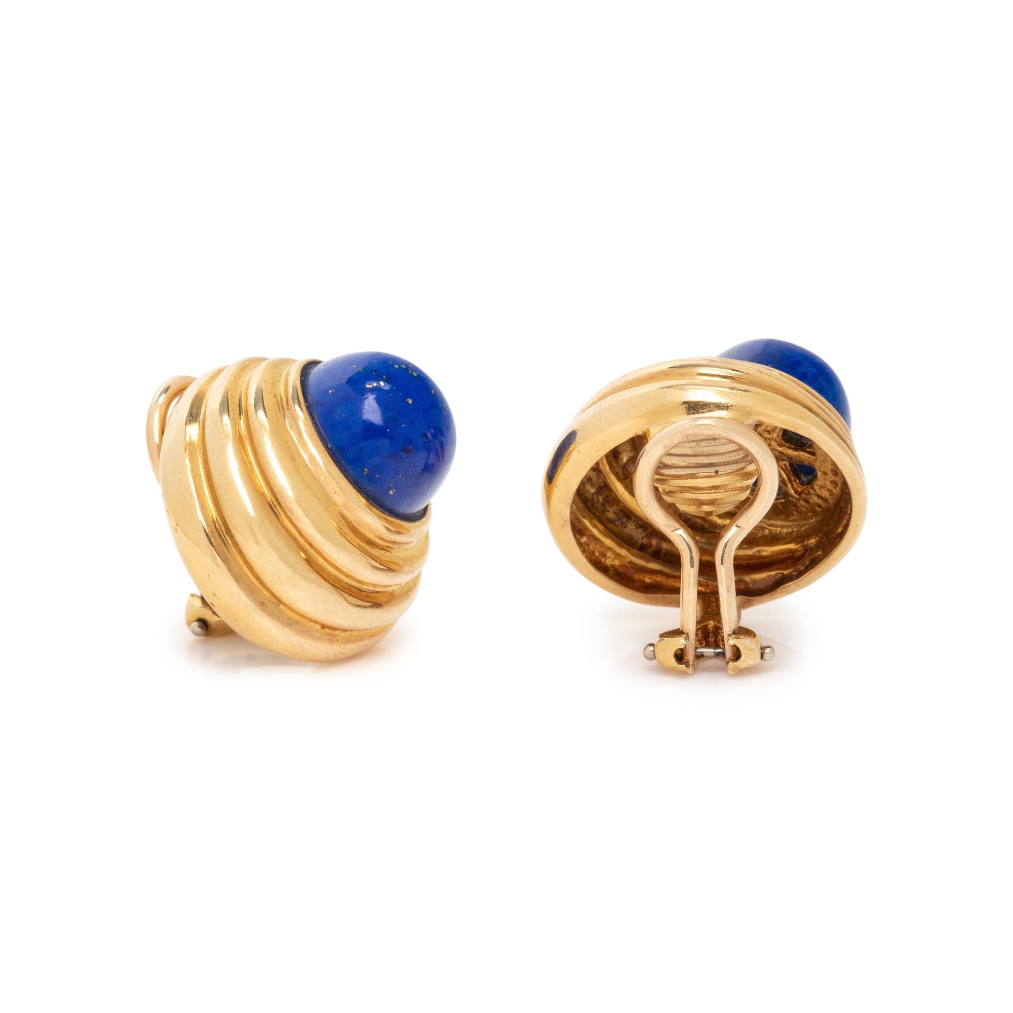 YELLOW GOLD AND LAPIS LAZULI EARCLIPS