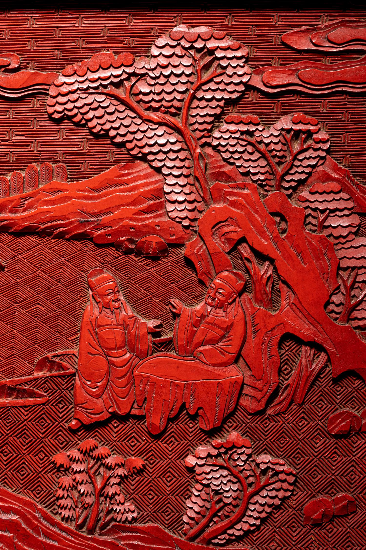 A Cinnabar Lacquer Table Screen