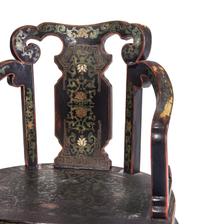 A Pair of Chinese Export Black Lacquer Armchairs