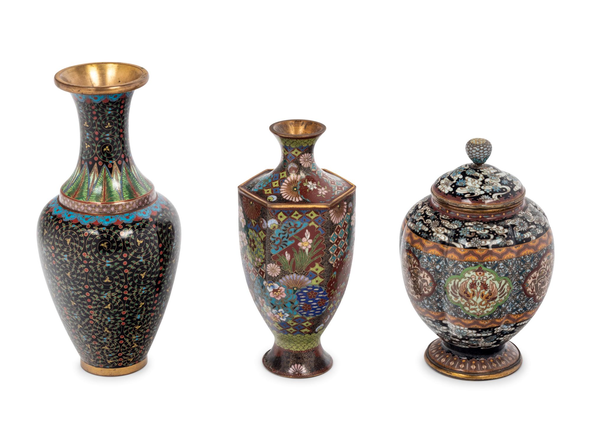 Three Japanese Cloisonné Vases