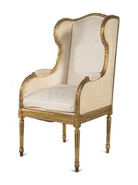A Louis XVI Style Giltwood Bergère à Oreilles