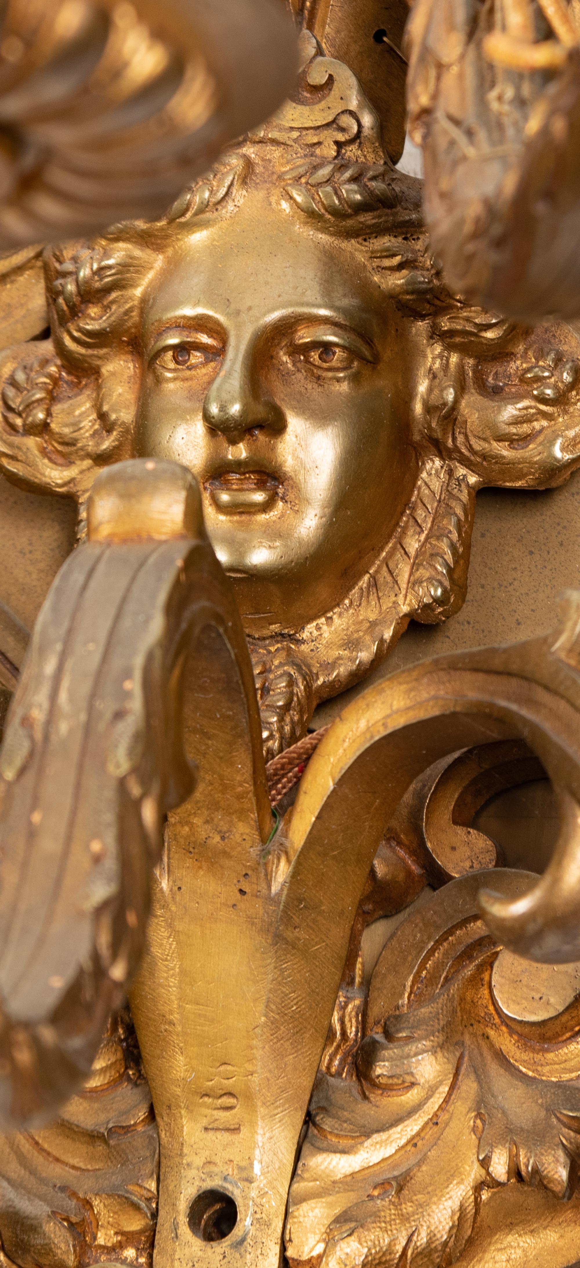 Four Louis XVI Style Gilt Bronze Five-Light Sconces