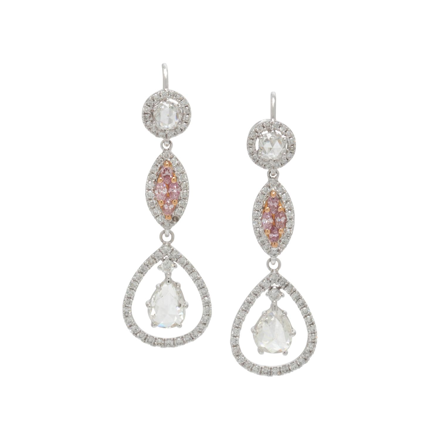 PINK DIAMOND AND DIAMOND EARRINGS