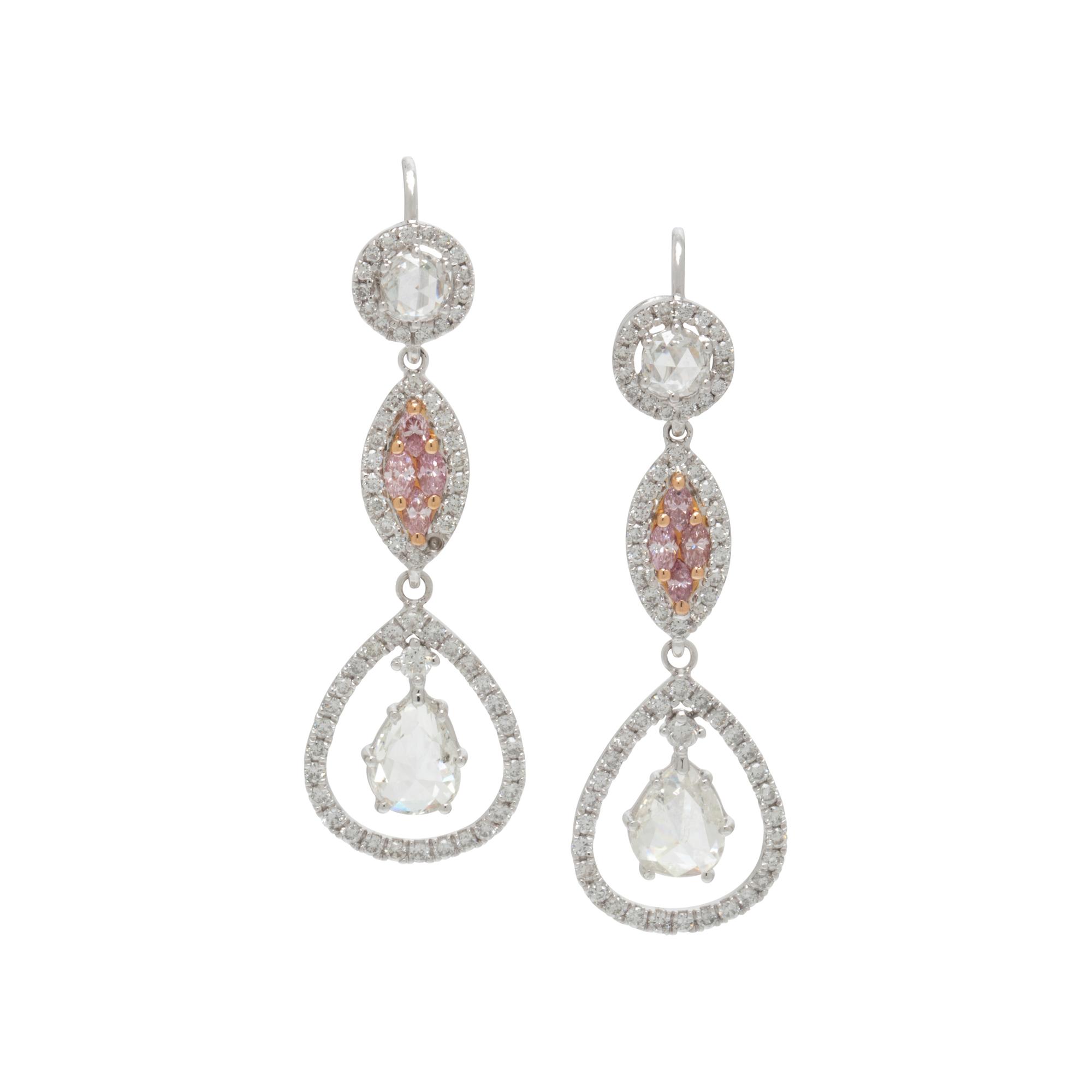 PINK DIAMOND AND DIAMOND EARRINGS
