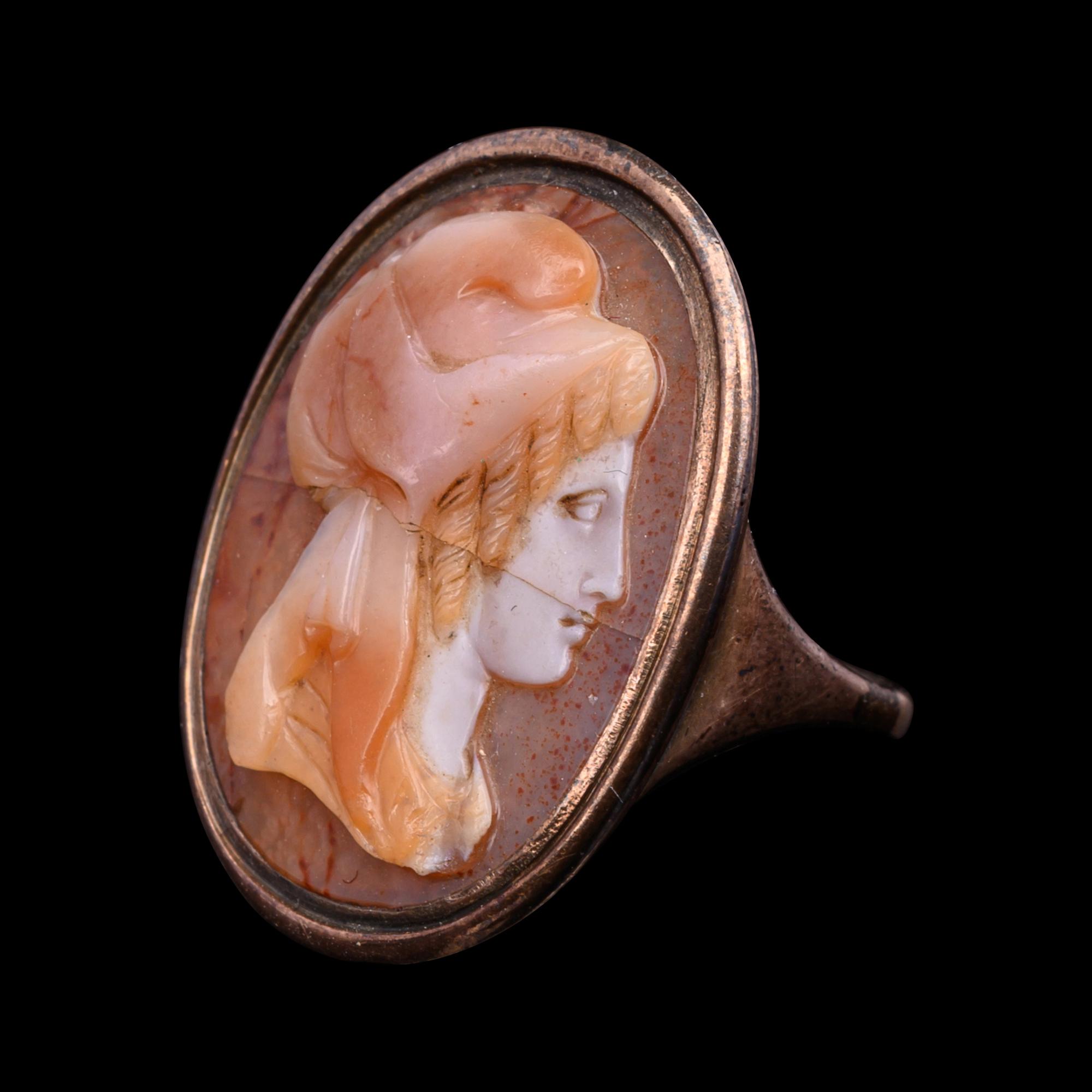 An Agate Cameo with Bronze Ring