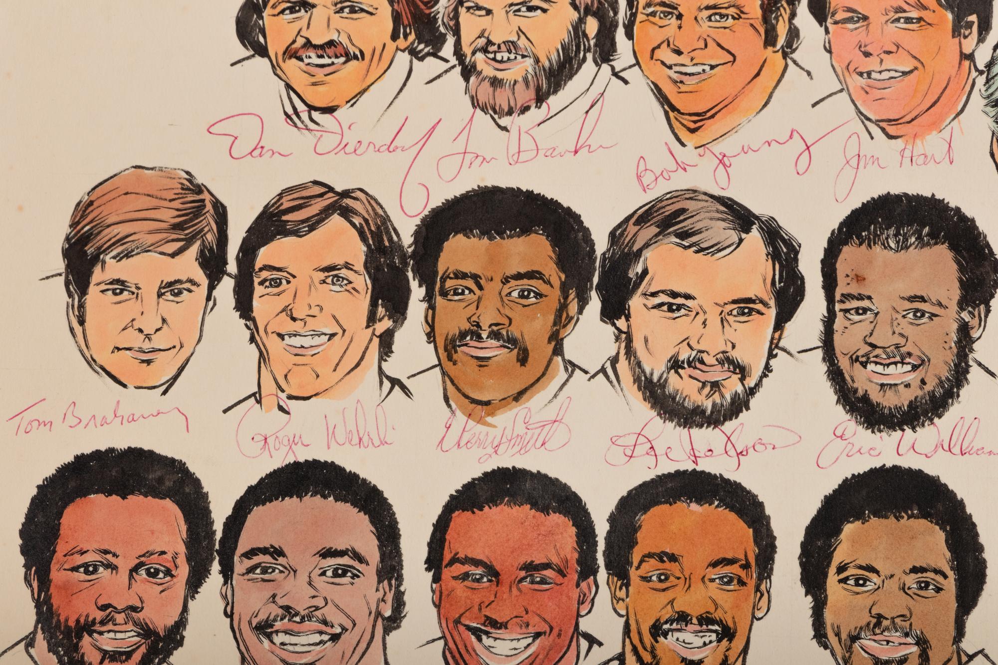 A 1979 Amadeee Wohlschlaeger Original St. Louis Cardinals Team Signed Autograph Artwork from The Collection of Hall of Fame Oklahoma Football Coach Bud Wilkinson