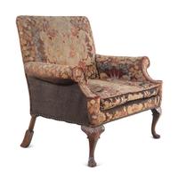 A George II Style Needlepoint-Upholstered Mahogany Settee