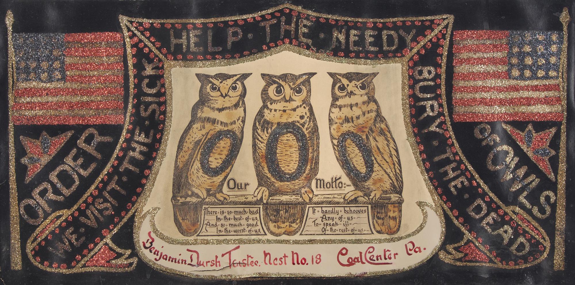 An Order of the Owls Chromolithagraph, Coal City, PA, Early 20th Century