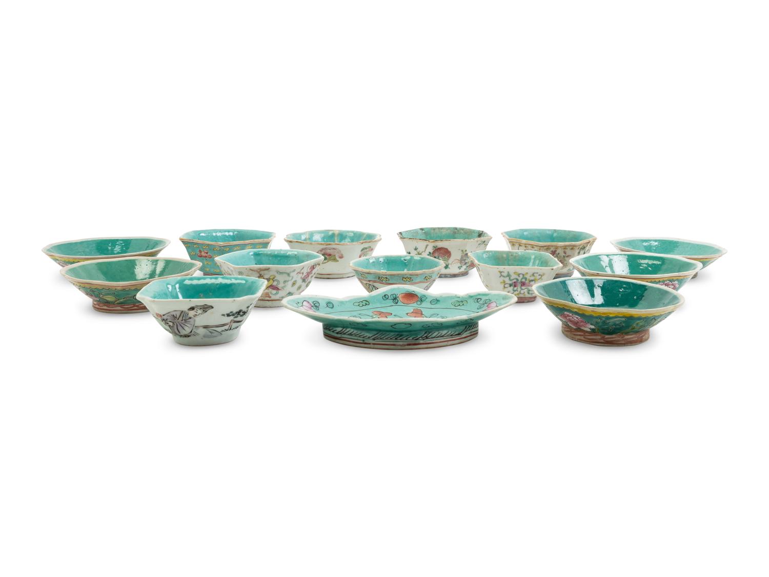 14 Chinese Famille Rose Porcelain Tea Articles