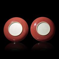 A Pair of Chinese Copper Red-Glazed Dishes, Qing Dynasty, 18th/Early 19th Century — 清中期 紅釉賞盤一對