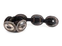 Navajo Stamped Silver Concha Belt
